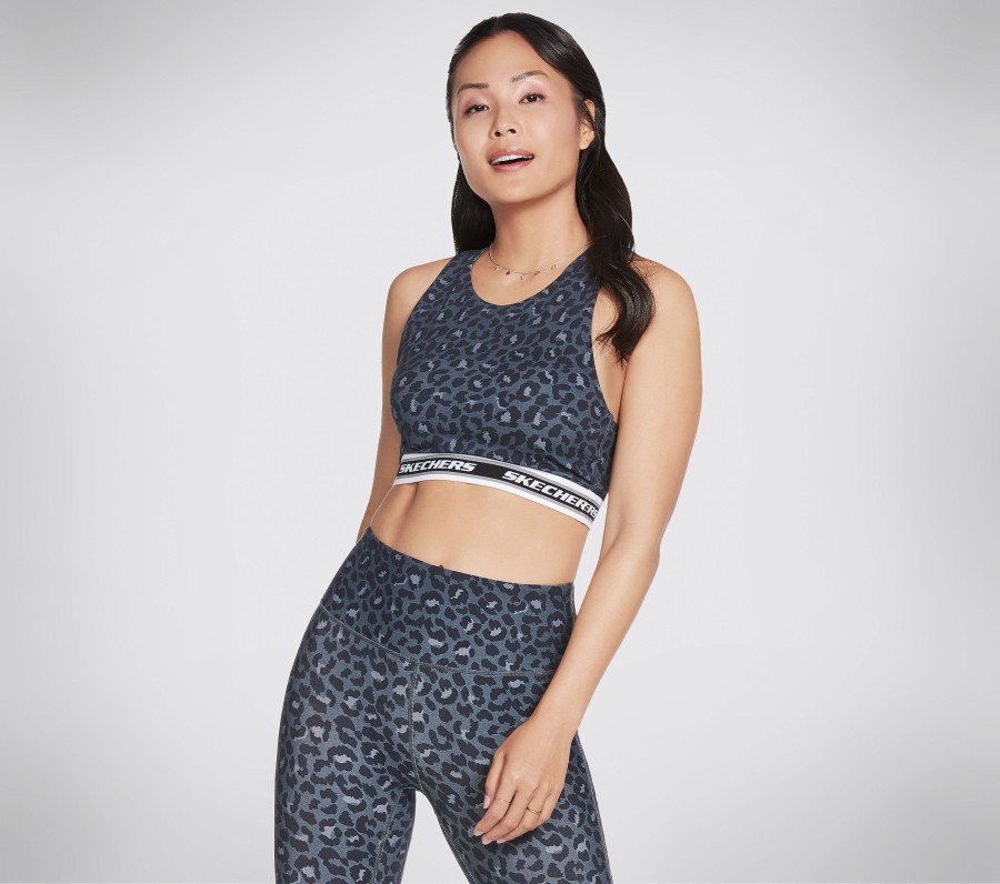 Damen SKECHERS Oberteile | Midnight Leopard Crop Bra