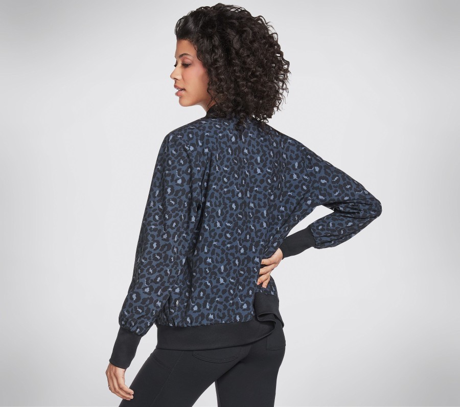 Damen SKECHERS Oberteile | Midnight Leopard Rev Bomber Jacket