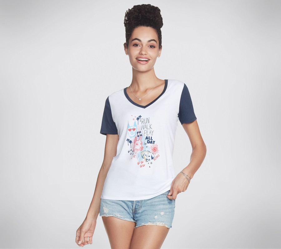 Damen SKECHERS Oberteile | Bobs Apparel Run Walk V Neck Tee Shirt