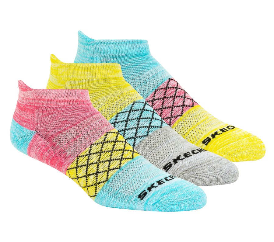 Bekleidung SKECHERS Accessoires | 3 Pack Multi Diamond Heel Tab Socks