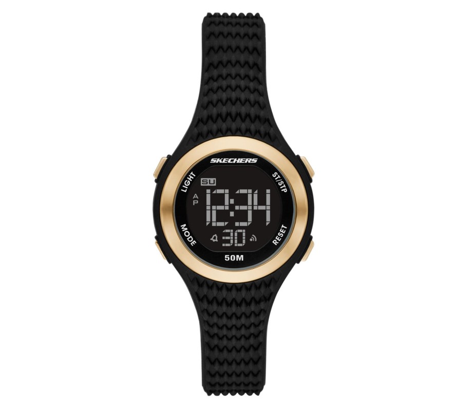 Damen SKECHERS Uhren | Elkwood Gold Bezel Black Watch