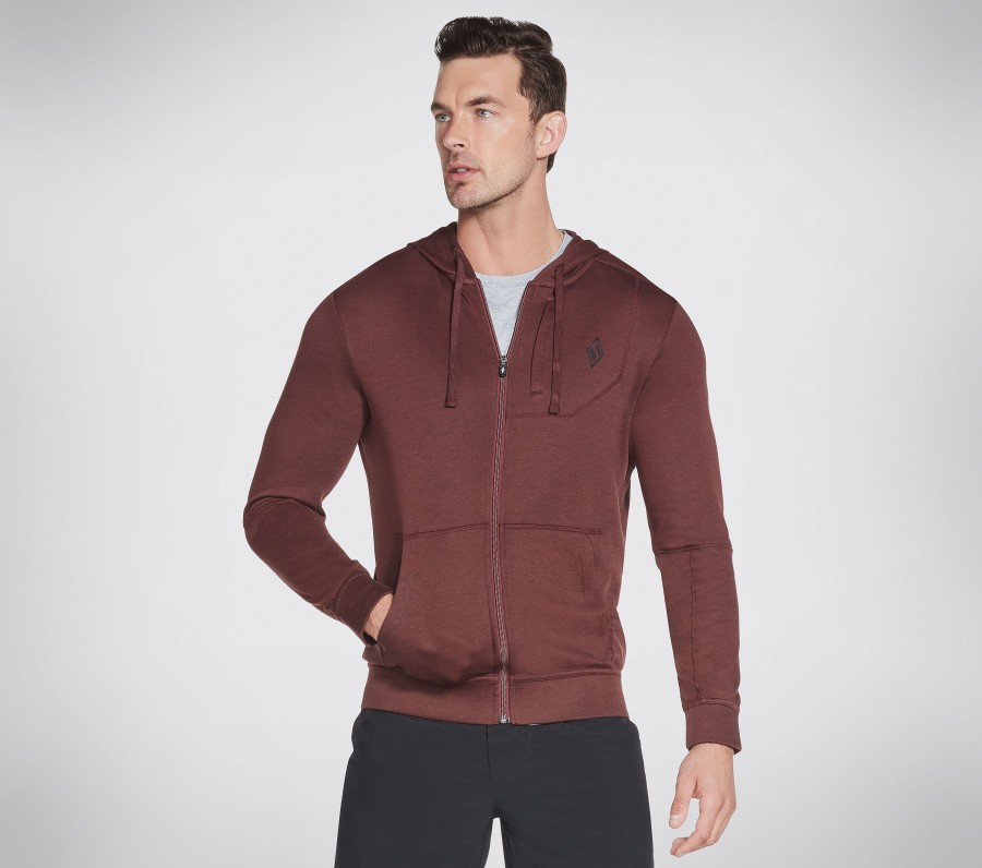 Herren SKECHERS Oberteile | Skechers Apparel Goknit Pique Full Zip Hoodie