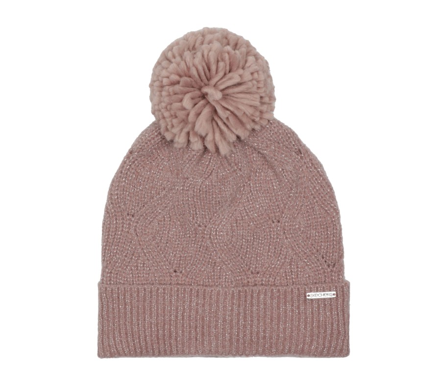 Bekleidung SKECHERS Winterbekleidung | Diamond Metallic Knit Pom Pom Beanie