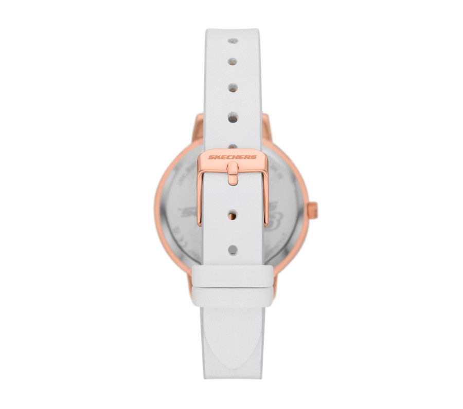 Damen SKECHERS Uhren | White Strap Rose Gold Watch